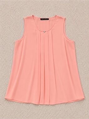 Rose & Olive Coral Peach Pleated Sleeveless Camisole